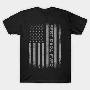 Father's Day Best Papa Ever with US American Flag T-Shirt